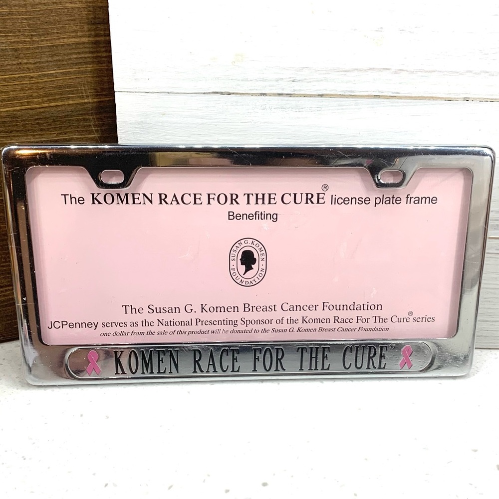 KOMAN Race for the cure Breast Cancer Awareness License Plate Holder